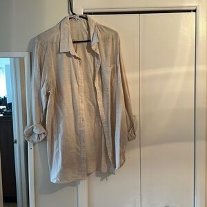 Cream Old Navy Long Sleeve Tunic Button Up XL
